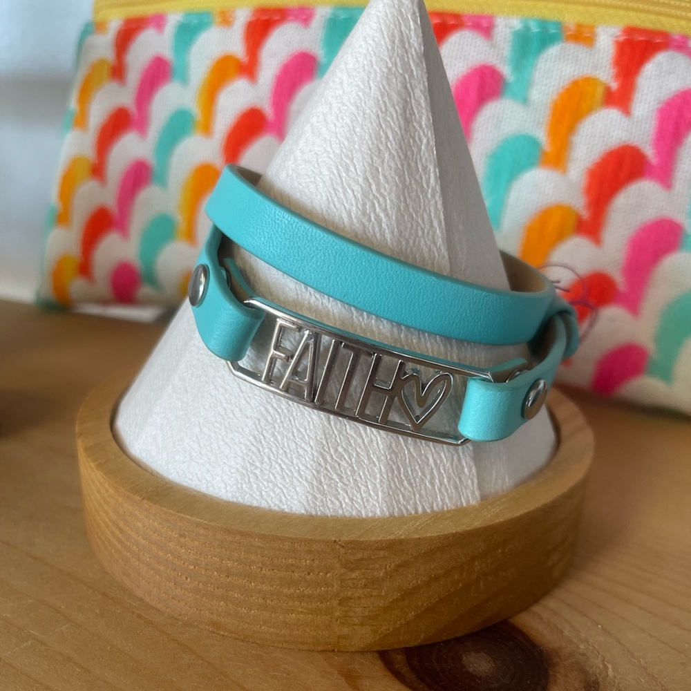 Origami Owl Leather wrap bracelet with Faith